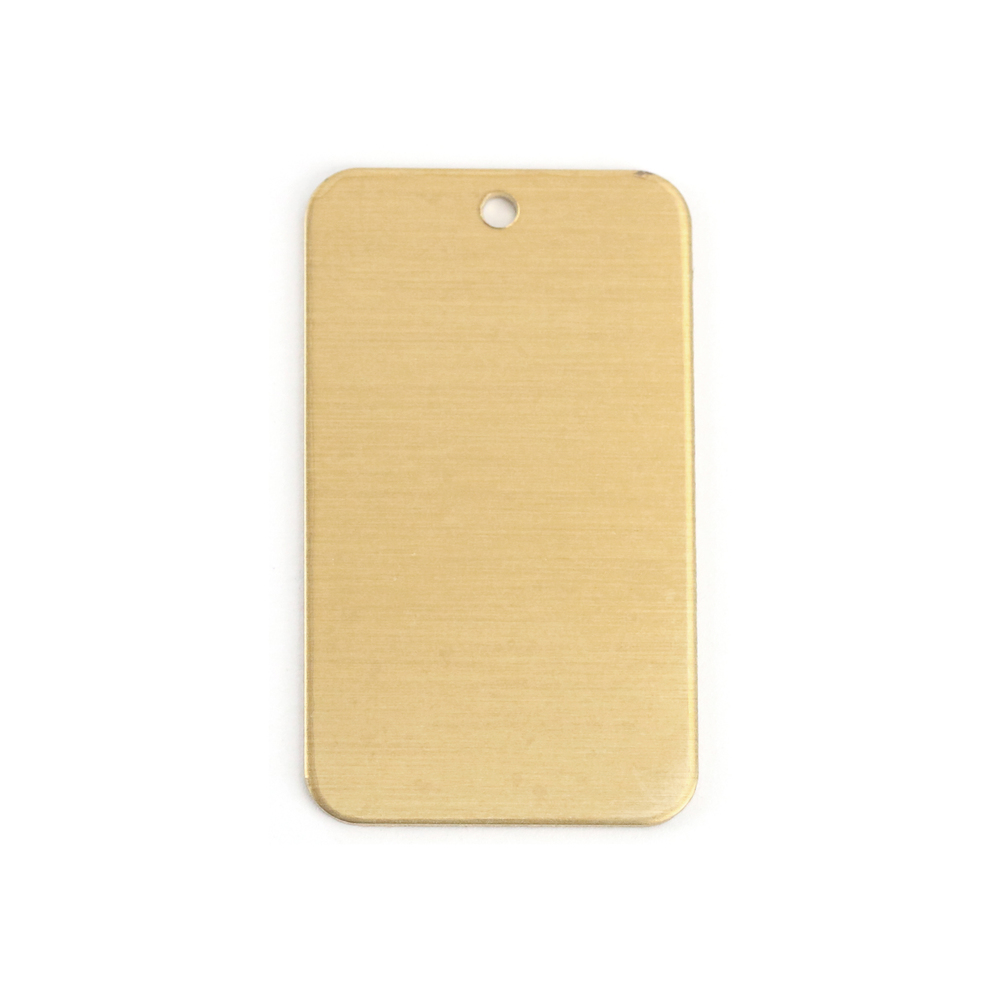 Metal Stamping Blanks Brass Rectangle 38mm (1.5") x 22mm (.86") with Hole, 20g, Pack of 5